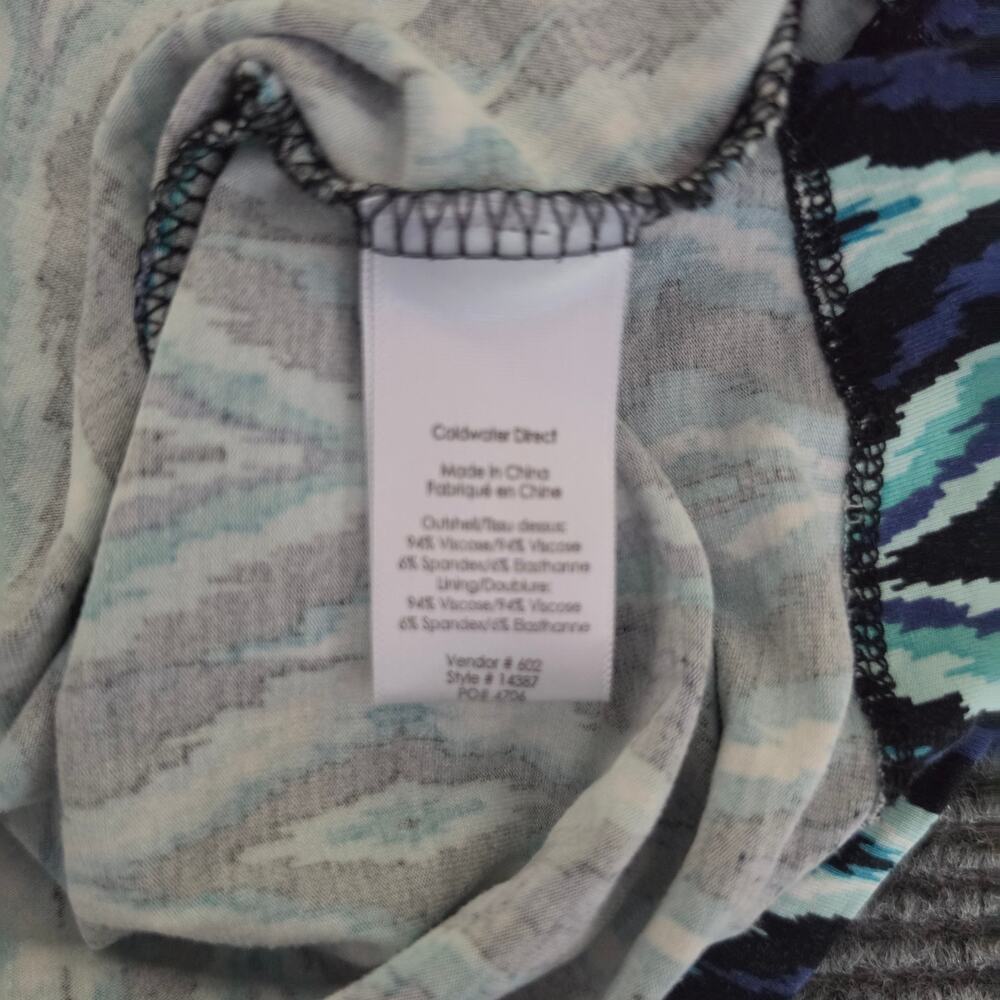 Coldwater Creek Size XL Blue Ikat Diamond Geometric Sleevless Maxi Dress Boho - Picture 4 of 7